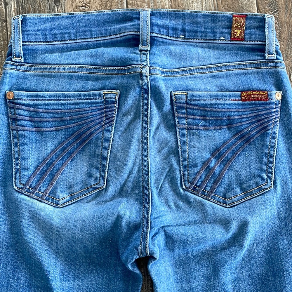 7 For All Man Kind Dojo size 24. inseam 31” light denim. Trouser